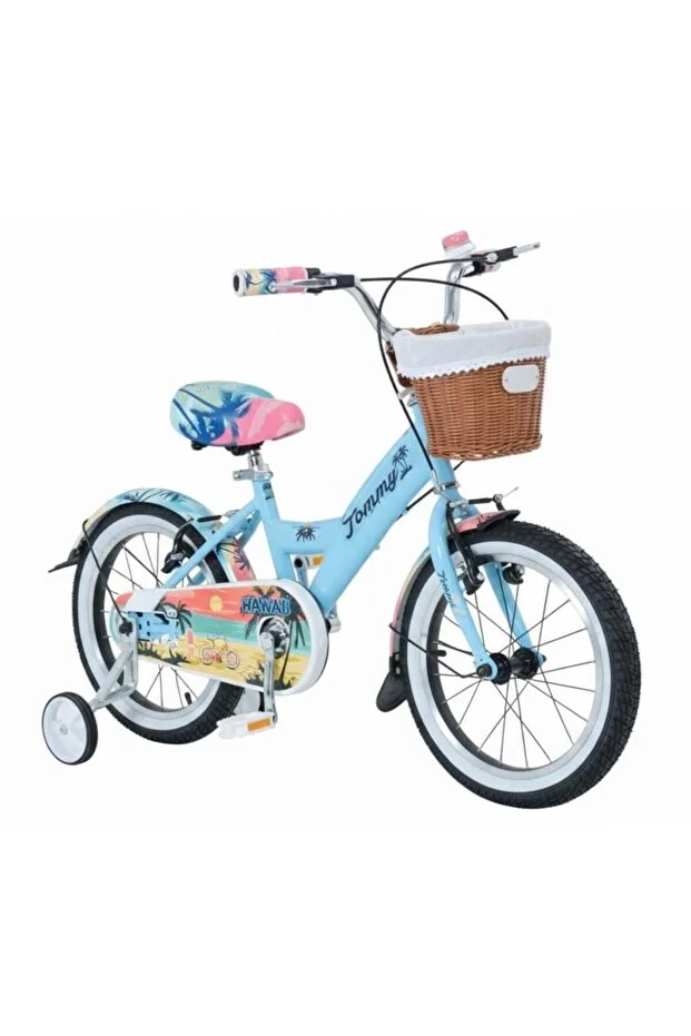 16 Jant Bisiklet Hawaii Hasır Sepetli, Deri Elcikli Çocuk Bisikleti, 4-6 Yaş Çocuk Bisikleti